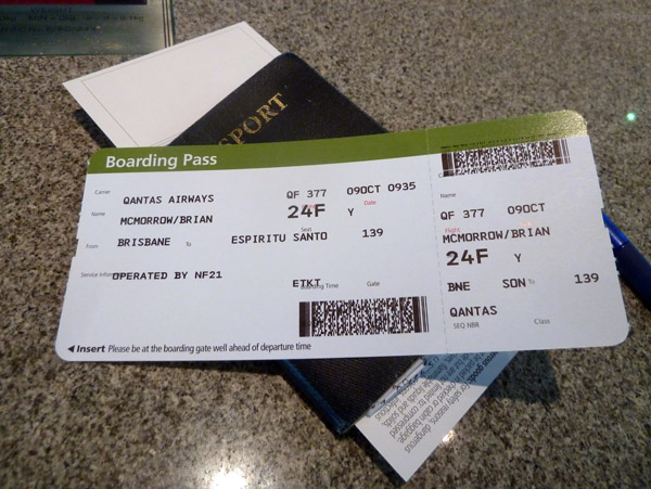 Boarding Pass for Air Vanuatu - Qantas Codeshare