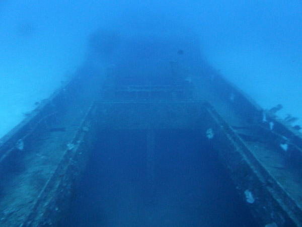 Cargo hold from the bridge showing decent visibility
