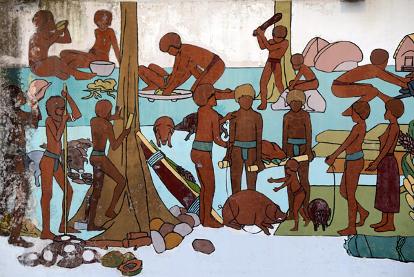 Mural of village life, Port Vila