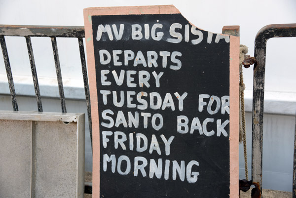 MV Big Sista departs every Tuesday for Santo, back Friday morning