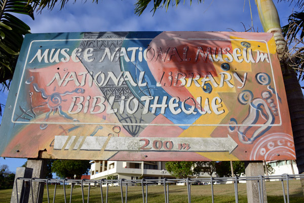 Road sign for the Vanuatu National Museum and Library, Port Vila