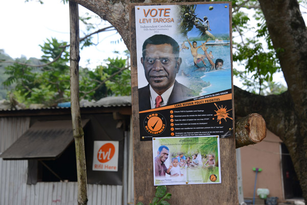 Vanuatu election poster of an independent land reform candidate