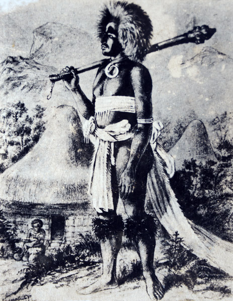 Old engraving of a warrior - Tavuni