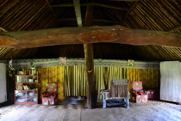 Inside at Fijian hut at Vatukarasa Village