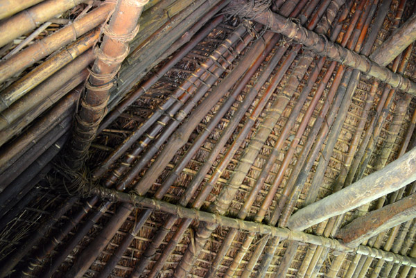 Interior view of a Fijian thatched roof, Vatukarasa