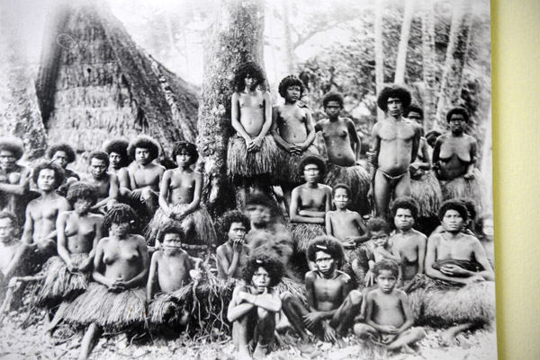 Old photograph of a village clan - Fiji Museum