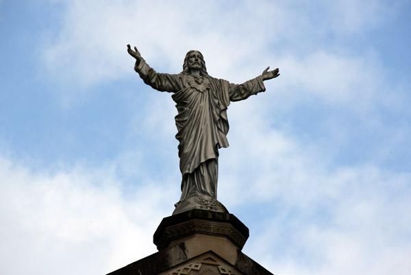 Statue of Christ on top of Suva Cathedral