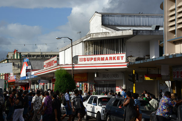 Busy market area - Rodwell Road, Suva
