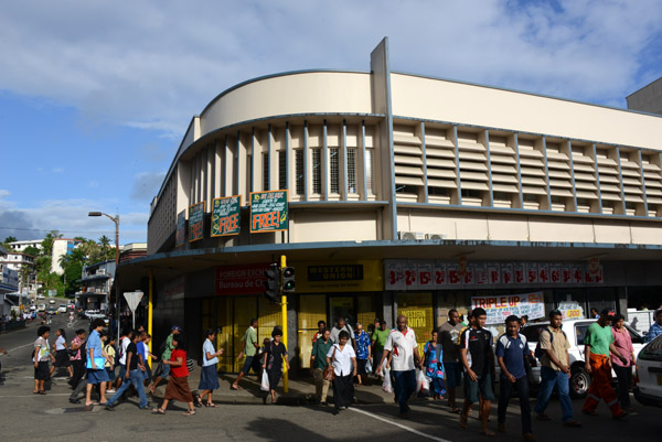 Busy market district near the port, Suva