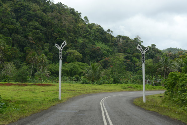 Village entrance markers along Kings Road