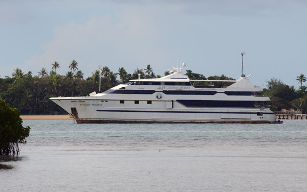 Blue Lagoon Cruises Mystique Princess anchored off Lautoka and in desperate need of a paint job 