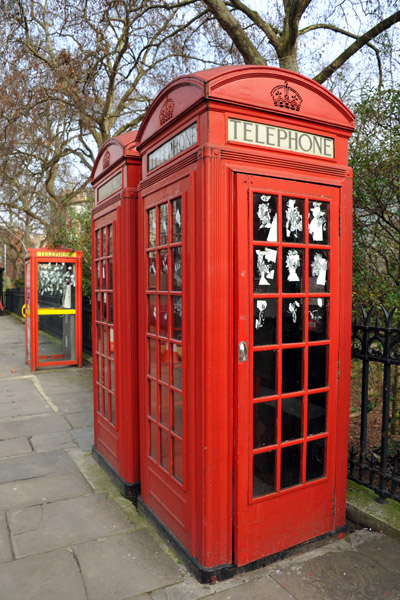 Iconic red British telephone box