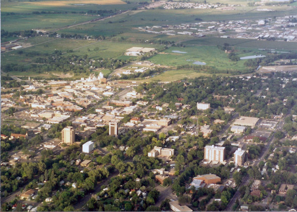 Aerial view of downtown Fort Collins