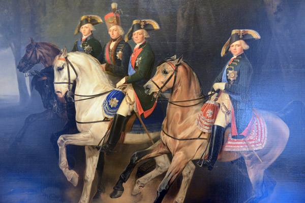Paul I with Grand Dukes Alexander Pavlovich, Konstantin Pavlovich and Palatine Stephen of Hungary, Egor Botman, 1840s