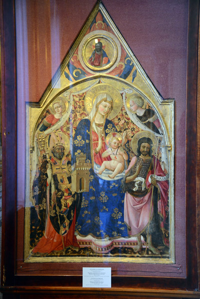 Madonna and Child with St. John the Baptist, a bishop and angels, Antonio da Firenze, 15th C.