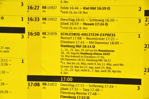 Rail departure information, Rendsburg