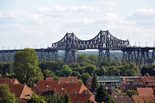 The Rendsburg High Bridge crosses 68m/223ft over the Kiel Canal