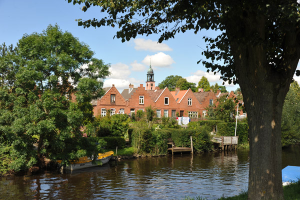View across the island to the tower of the Remonstrant Church, Friedrichstadt