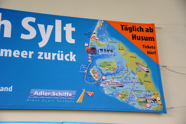 There are ferries to Sylt from Husum and Denmark as well as the train