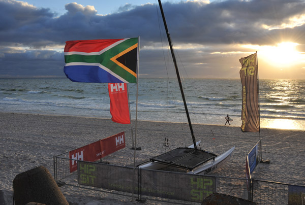 Flag of South Africa on the beach at Westerland (Sylt)
