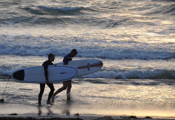 Surfers at Westerland wisely wearing wetsuits