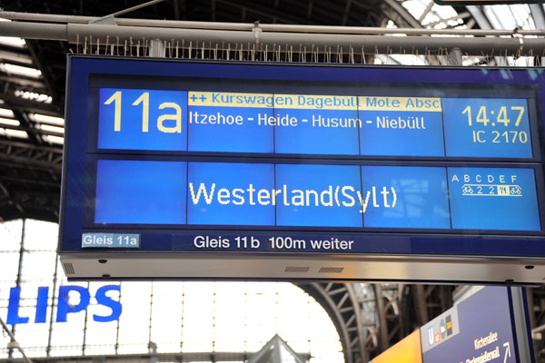 Intercity from Hamburg to Sylt via Itzehoe-Heide-Husum