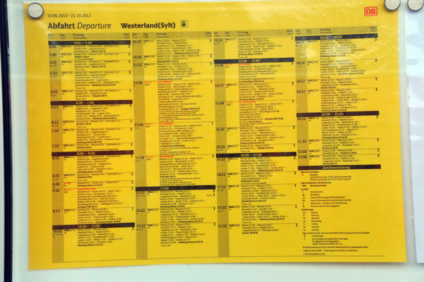 Westerland (Sylt) Railway Departure Schedule