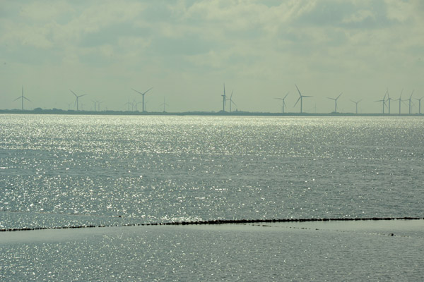 Wind Farm and the Wadden Sea at high tide