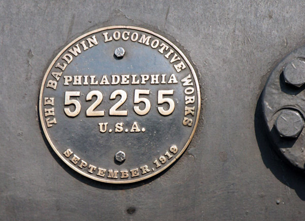 The Baldwin Locomotive Works #52255, Philadelphia USA
