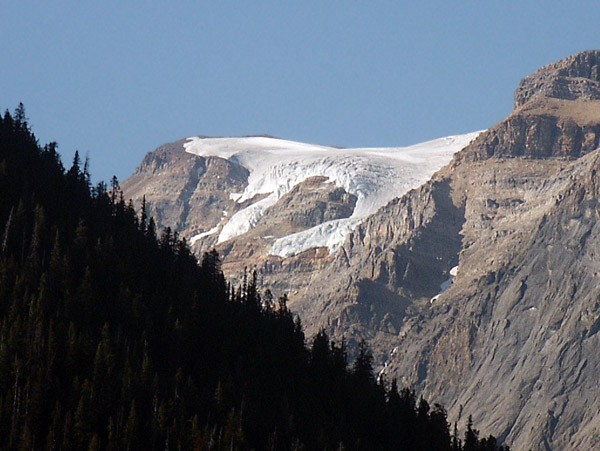 Snow covered mountain overlooking Emerald Lake