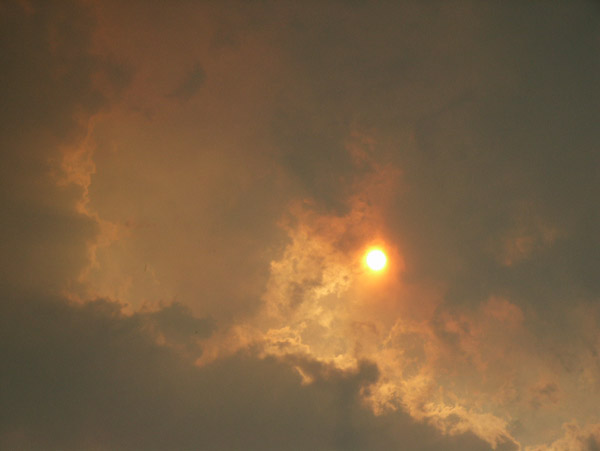 Sun blocked by smoke of a Montana forest fire