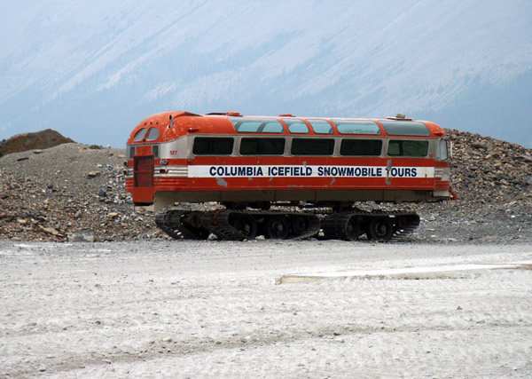 Old bus with treads - Columbia Icefield Snowmobile Tours