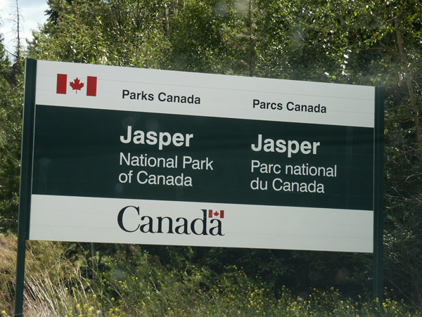 Re-entering Jasper National Park after an excursion to Mount Robson Park, BC