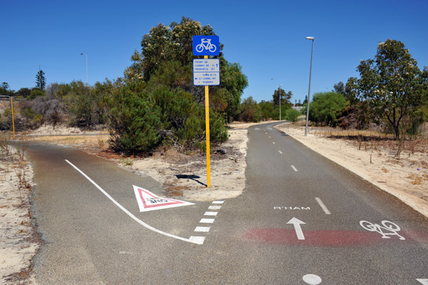 Bike path junction at the Canning Bridge