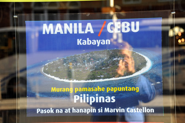 Travel agency advertising to Dublin's Filipino community, Abbey Street Lower
