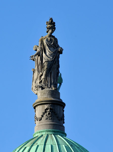 Statue on top of the dome by Henry Banks