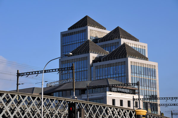 George's Quay Plaza with the northern railroad, Dublin