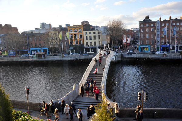 Ha'penny Bridge from Merchants Arch, River Liffey, Dublin