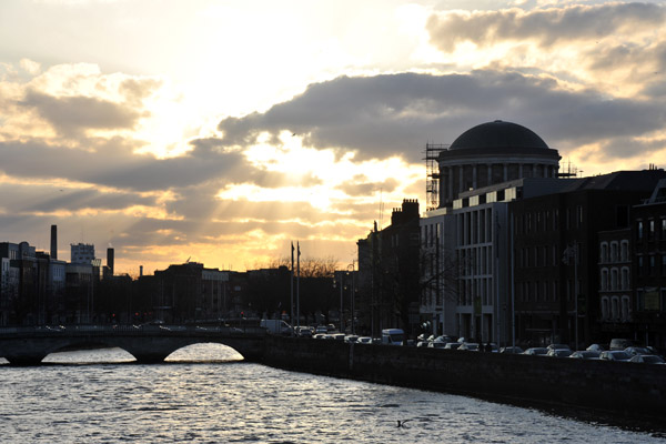 Four Courts at sunset, River Liffey, Dublin