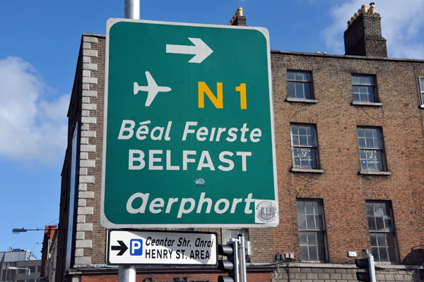Roadsigns for Motorway N1 to Dublin Airport and Belfast