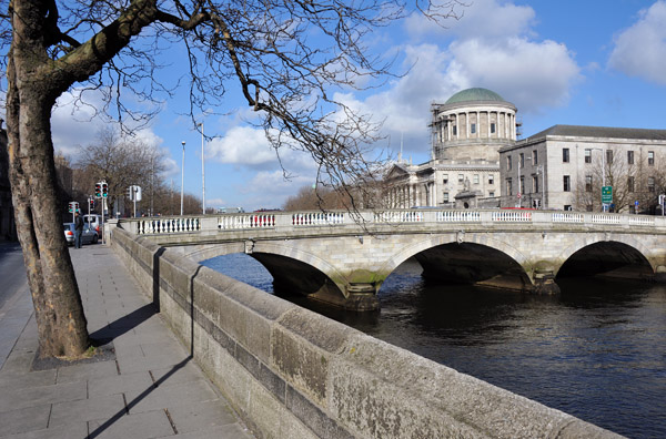 Wood Quay, ODonovan Rossa Bridge, Four Courts, River Liffey, Dublin