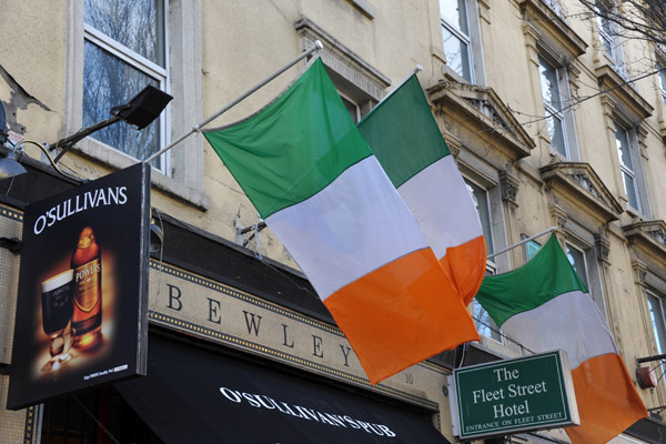 Irish flags, Fleet Street Hotel, Dublin