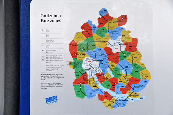 ZVV Tarifzonen, Zrich public transport fares
