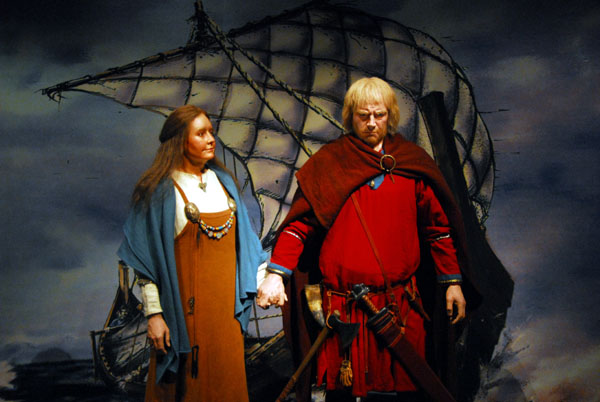 Ingólfur Arnarson and his wife Hallvieg Fróðadóttir, the first permanent Nordic settlers, 874 AD