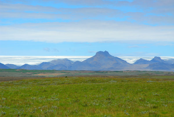 Langjkull Icecap seen on a clear day from near Gullfoss with Hagafell in the center (745m)