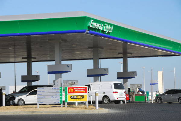 Emarat gas station (and McDonald's drive-through) Dubai