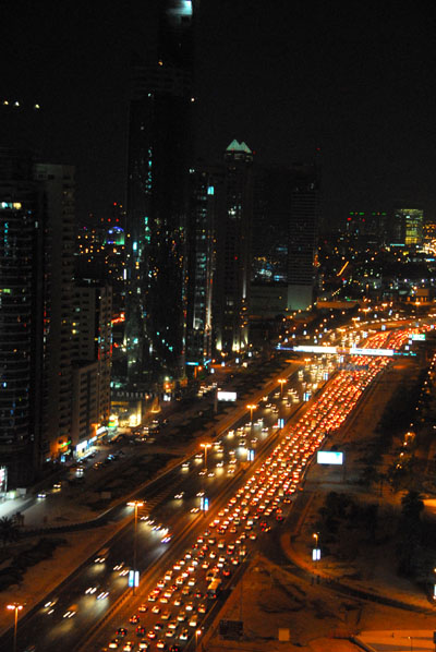 Traffic at night on Sheikh Zayed Road