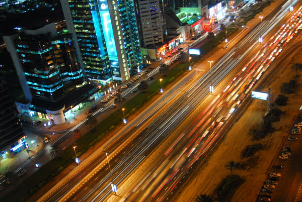 Traffic at night on Sheikh Zayed Road