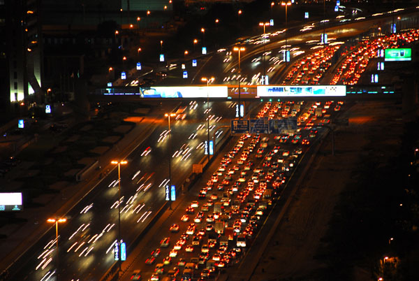 Traffic at night on Sheikh Zayed Road