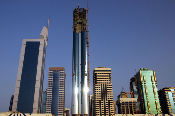Sheikh Zayed Road centered on the new Rotana Rose Hotel, Sep 2006